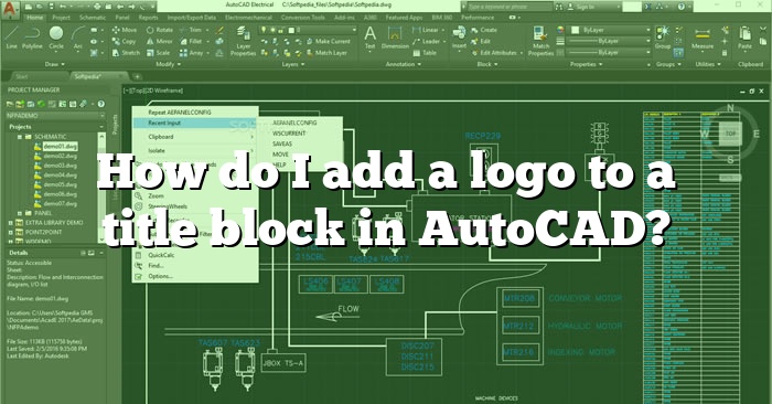How do I add a logo to a title block in AutoCAD?